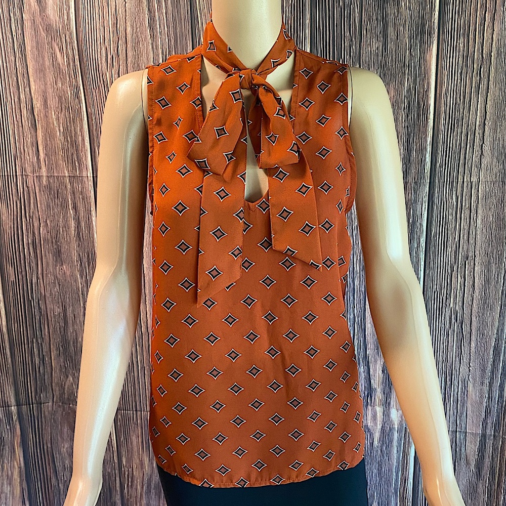 Forever 21 size small burnt orange white and black boho print sleeveless